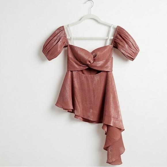 Lovers + Friends Metallic Rose Gold Asymmetrical Dress Lovers + Friends Metallic Rose Gold Asymmetrical Dress